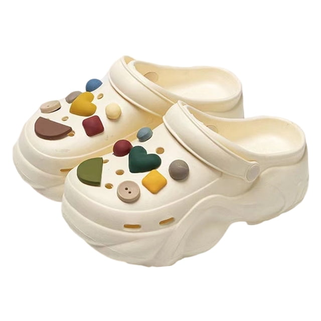 MIASHUI Sabots à Plateforme pour Femmes, Légers, Chaussures de Jardin d'Extérieur, Pantoufles de Plage, Sandales, Blanc, 9
