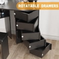 thumbnail image 4 of Makeup dressing table with light and power socket, corner dressing table with 5 rotating drawers, 3 colors of lighting, adjustable brightness, shelf and stool, girls' dressing table, 4 of 7
