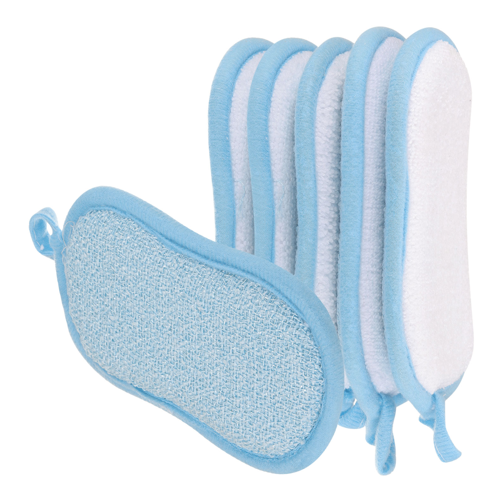 Uxcell Multipurpose Kitchen Dish Sponge Scrubber, Non Scratch Microfiber Dishes Sponges Pads, Blue, 5 Pcs