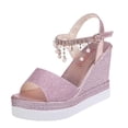 thumbnail image 2 of LSLJS Sandales d'Été pour Femmes à Bout Ouvert, Talon Moyen Wedge, Boucle Métallique, 2 of 5