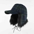 thumbnail image 2 of Wdhugt Unisex Fashion Plaid Lace-Up Ear Protection Imitation Long Haired Baseball Cap For Men And Women In Green Faux Fur Fabric One Size Fits Most Winter Hat For Casual And Outdoor Green, 2 of 3