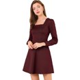 thumbnail image 1 of INSPIRE CHIC Women's Fall Square Neck Vintage Mini Plaids Dress, 1 of 6