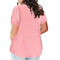 thumbnail image 4 of Ladies Top V Neck Fashion Solid Color Short Sleeve Pocket Loose T Shirt, 4 of 4