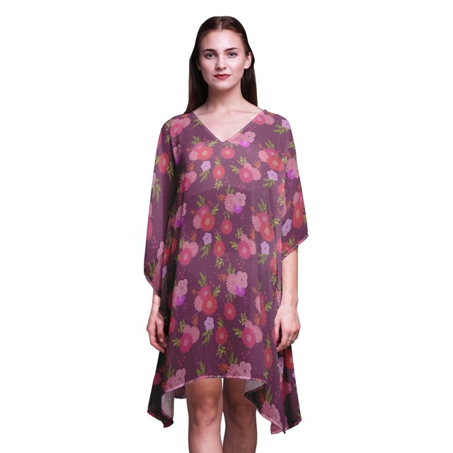 Bimba Kaftan Artistique de Plage, Paréo de Bikini, Robe Midi pour Femmes, Caftan Court - TG-3X