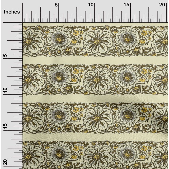 oneOone Cotton Flex Fabric Leaves & Floral Block Print Sewing Fabric BTY 40 Inch Wide