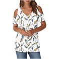 thumbnail image 2 of Soki Women's Off Shoulder Tee Clearance Blouses Short Sleeved V-Neck Fashionable Tops, 2 of 6