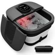 MaxKare Collapsible Foot Spa Bath Massager with Heat, Digital Display Remote Control, 6 Large Massage Rollers, Black
