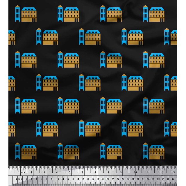 Soimoi Modal Satin Fabric House Architectural Decor Fabric Printed Yard 42 Inch Wide