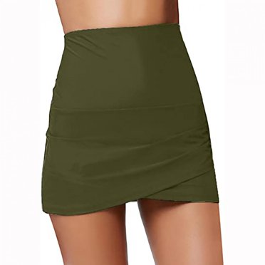TopLLC Jupe de Bain à Taille Haute pour Femmes, Ourlet Tulipe, Fronces, Bas de Bikini, Tankini pour Femmes, Maillot de Bain
