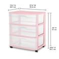 thumbnail image 2 of Sterilite Wide 3 Drawer Cart, Pink, 2 of 6