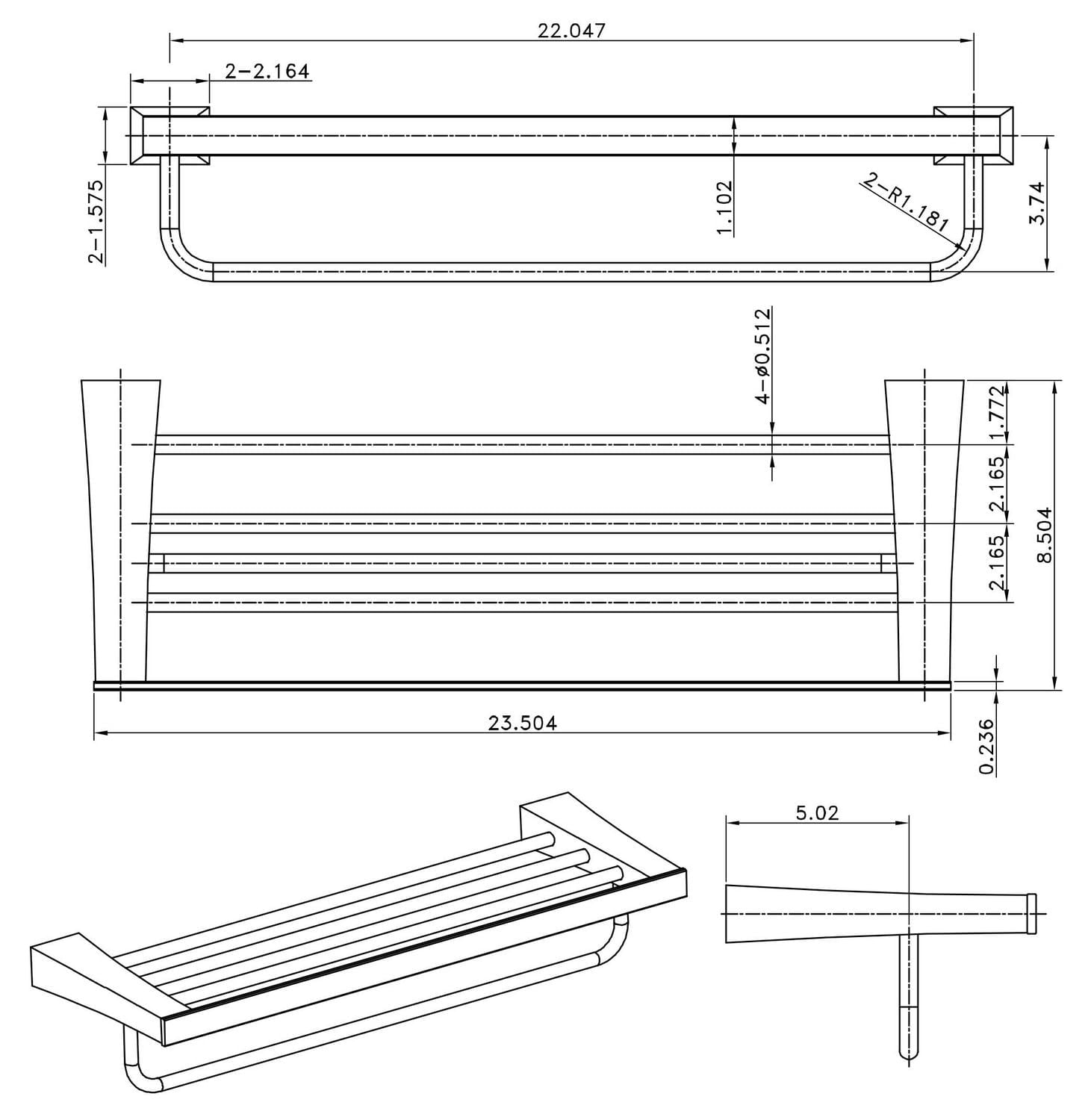 Avanities 24 pouces Porte-serviettes à une tige en chrome AI-34605