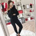 thumbnail image 4 of Pompotops Womens Solid Color Off Shoulder Long Sleeve Cable Knitted Warm Two-Piece Long Pants Sweater Suit Set, 4 of 7