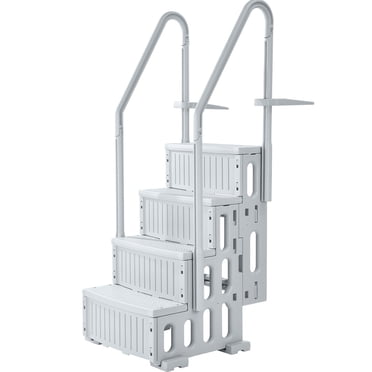 VEVOR Échelle de Piscine Grise à 4 Marches avec Doubles Mains Courantes, Supporte 400 lb pour Piscine de 48 à 54 Po