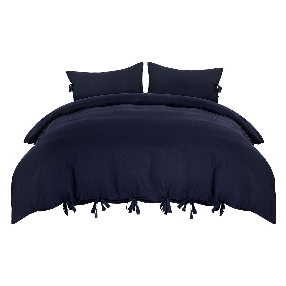 Unique Bargains 110gsm Brushed Polyester Duvet Cover Set Bedding Set with Bowtie,3-Pieces,