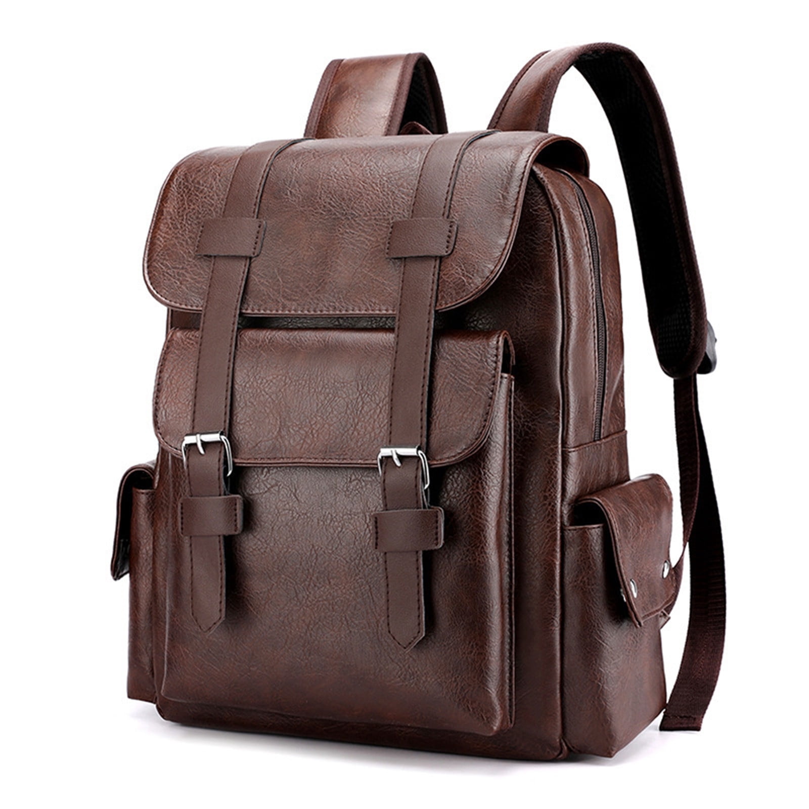 Danhjin Laptop Backpack Leather Laptop Backpack for Men, Work Business Travel Office Backpack College Bookbag, Casual Computer Backpack Fits Notebook 15.6 Inch Backpack