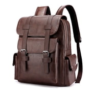 Leather Laptop Backpack for Men, EDHITNR Professional Business Travel Office Backpack, Large Capacity Durable Water Resistant Computer Bag Fits 15.6 Inch Notebook