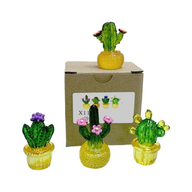 Gkeoshab Desktop Ornament Cactus Car Center Console Decoration Transparent Resin Crafts Computer Home Decoration Home & Garden