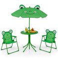 thumbnail image 1 of Costway Kids Picnic Table & Chair Set with 2 Folding Chairs & Height Adjustable Umbrella Green, 1 of 10