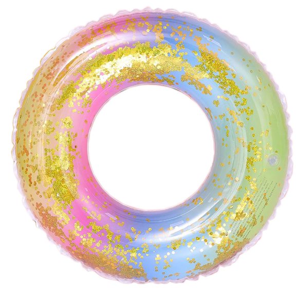 MesaSe Anneau de Natation Unisexe à Dégradé de Couleurs avec Paillettes, Anneau de Vie, Flotteurs Gonflables pour Piscine, Parc Aquatique, CQH