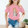 thumbnail image 2 of LUOGENLI T-Shirt pour Filles Enfant Filles Mignon Graphique Col Rond Manche Courte Tee Été Décontracté T-Shirt Longues Chemises pour Filles Noir 11-12 Ans, 2 of 5