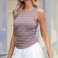 thumbnail image 2 of Dealovy Womens Tank Tops Summer Sleeveless Crew Neck Slim Fitted Striped Print Basic Tees Shirts, 2 of 5