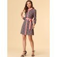 thumbnail image 3 of INSPIRE CHIC Robe Chemise à Manches Longues Vintage à Fleurs avec Col Contrasté et Boutons pour Femmes P Bleu, 3 of 6