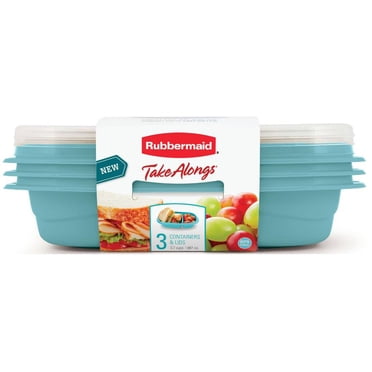 Contenants avec séparateurs pour la préparation des repas Rubbermaid TakeAlongs à emporter, 887 ml (3,7 tasses), couleur variable (bleu ou sarcelle), paquet de 3
