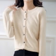 thumbnail image 4 of Hontri Cardigans pour Femmes Légers Offres à Moins de 15 $, Cardigan Basique pour Femmes à Col Rond, Manches Longues, Boutonné, Manteau Court en Molleton à Col Rond pour Femmes Beige m, 4 of 5