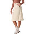 thumbnail image 4 of INSPIRE CHIC Women's Skirt High Elastic Waist A-Line Belted Fall Winter Midi Corduroy Skirt XL Beige, 4 of 6
