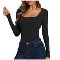 thumbnail image 4 of Womens Long Sleeve Tops 2026 Fall Winter Basic Square Neck Fitted Breathable Undershirt T Shirt, 4 of 8