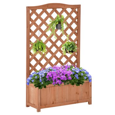 Jardinière surélevée Outsunny avec treillis pour Vine Climbing Brown