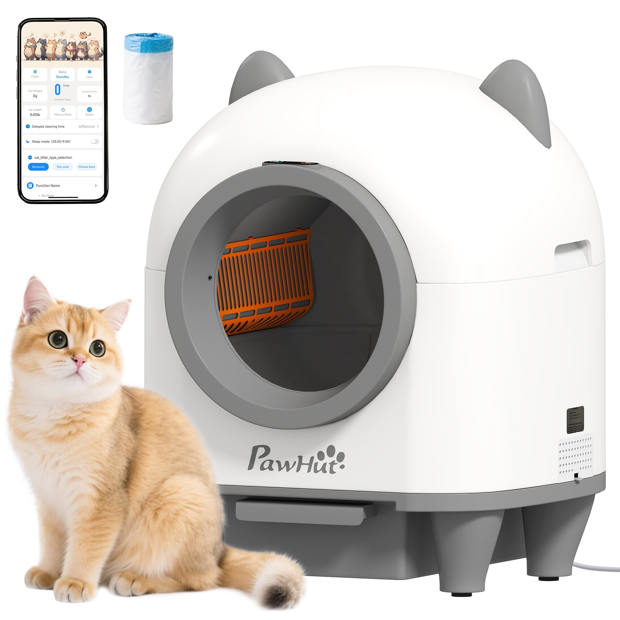 PawHut Automatic Cat Litter Box, Self Cleaning Litter Box, App Control