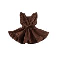 thumbnail image 3 of Kmbangi Girls Solid Color Suspender Skirt Sleeveless Square Collar Large Hem High Waist Dress with Ruffles, 3 of 9