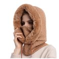thumbnail image 1 of Women Winter Outdoor Riding Headgear Cold-Proof Ski Cap Warm Bib Face Mask Integrated Cold-Proof Hood Hat, 1 of 6