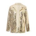 thumbnail image 3 of Fortune Women Shiny Sequins Blazer Jacket Open Front Sparkly Glitter Disco Coat, 3 of 9