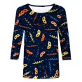 thumbnail image 4 of Outfmvch Chemises Mardi Gras pour Femmes, Manches 3/4 Hauts pour Femmes, Tenue Mardi Gras pour Femmes, Blouses pour Femmes, Hauts d'Entraînement pour Femmes, Tunique Graphique de Carnaval Manches 3/4 Col Rond Blouse Violette TG, 4 of 4