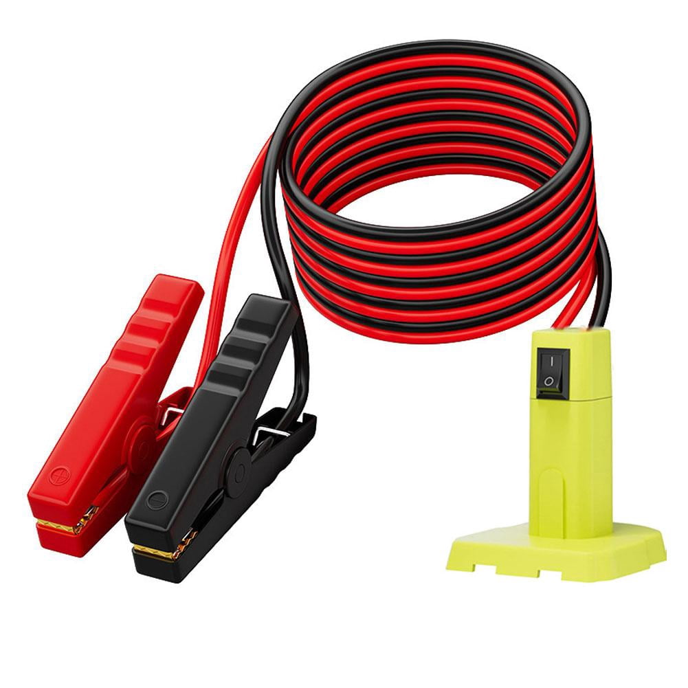 Fgbetcv Portable Jumper Cables Adapter for Ryobi 18V Battery, 12AWG 5.9FT Emergency Car Jump Starter, Automotive Booster Cable for Tool Battery Power Bank