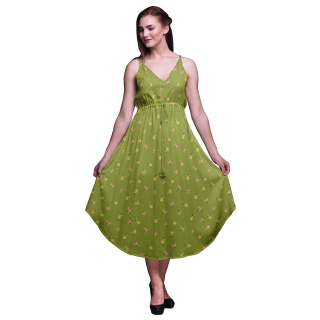 Bimba Robe à Imprimé Floral pour Femme, Bretelles Spaghetti, Col en V, Midi, Tenue de Plage - Grand