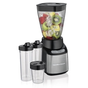 Hamilton Beach MultiBlend® Système de mélangeur de comptoir, lames en acier inoxydable, 4 Jarres en plastique sans BPA, noir, modèle 52400