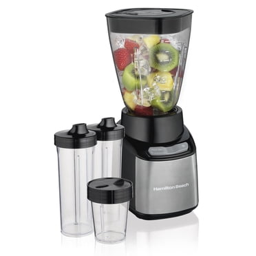 Hamilton Beach MultiBlend® Countertop Blender System, Stainless Steel Blades, 4 BPA-Free Plastic Jars, Black, Model 52400
