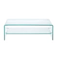 thumbnail image 3 of Heavenly Collection Waterfall Glass Table with Top Shelf, Clear Tempered Glass, Modern Accent Table for Living Room or Office, 3 of 7