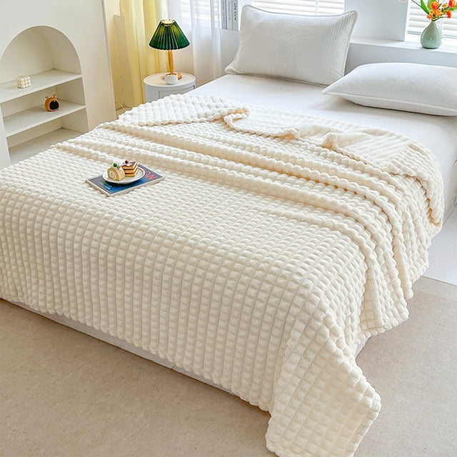 Rvkxad Couverture Jetée en Molleton Robuste, Couverture Rayée Duveteuse 59x40 Pouces pour Canapé Lit Confort Chaleureux, Grande Couverture, Couverture Jetée Cadeau