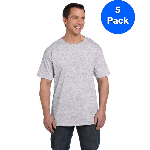 Hanes Men's Beefy-T with Pocket - 5190P (Pack Of 5)