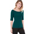 thumbnail image 4 of INSPIRE CHIC T-Shirt Ajusté à Manches Mi-Longues à Encolure Dégagée pour Superposition pour Femmes, 4 of 6