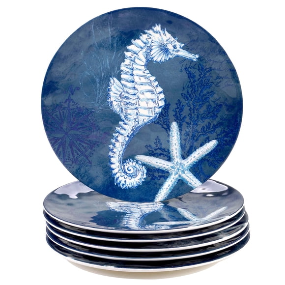 Certified International Oceanic 11" Melamine Dinner Plate, Set of 6, Multi Colored