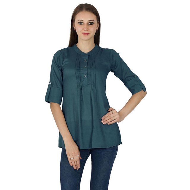 Haut Décontracté Été Robe d'Été Unie Tunique Boho Coton Vêtements pour Femmes