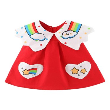 Robe Trapèze Sans Manches pour Bébé Fille, Arc-en-Ciel, Nuage, Cœur, Robe Patchwork