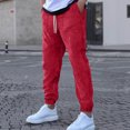 thumbnail image 4 of Ceisia Men Solid Color Loose Casual Pants Elastic Waist Drawstring Sports Gift Work Trousers, 4 of 7