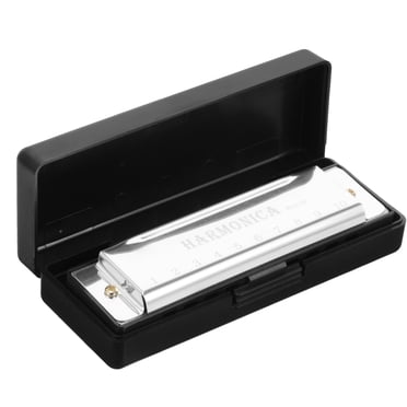 OULII Harmonica en Métal Argent 10 Trous 20 Tons Instrument de Musique pour Jouer