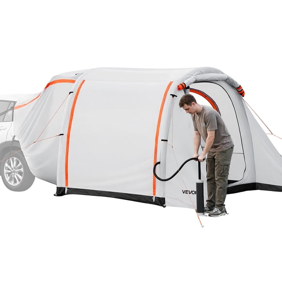 VEVOR Inflatable SUV Tent with Awning, 8 x 6.7 ft 3-Season SUV Tailgate Tent with Ventilated Doors & Mesh Window, PU2000mm Waterproof Car Rear Hatch Tents for Outdoor Camping - Air Pump Included